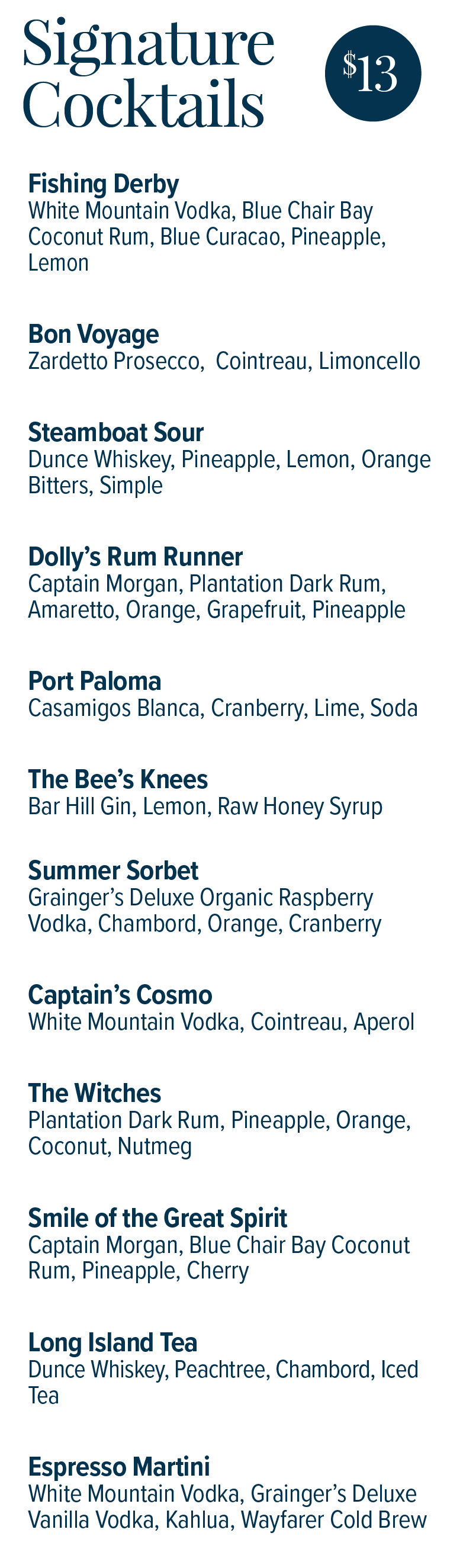 Bar Menu